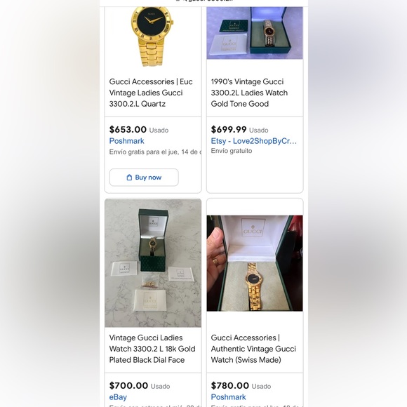 Gucci 3300.2.L gold plated 10 microns ladies watch - Picture 15 of 16